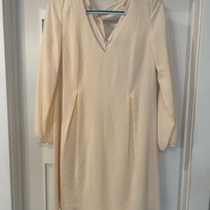INC International Concepts Cream Long Sleeve Dress